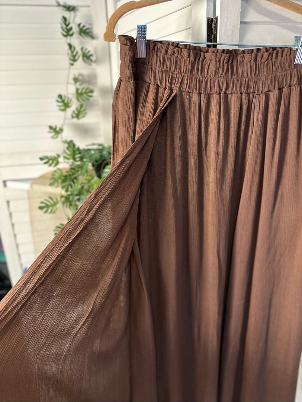 Zenana Outfitters Chocolate Brown Maxi Skirt with Smocked Waist - Picture 4 of 4